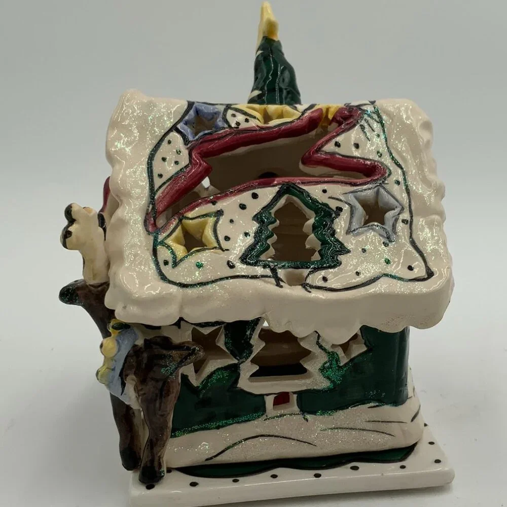 Share Blue Sky Clayworks 2002 Rudolphs Place Tealight Candle House By Heather Go